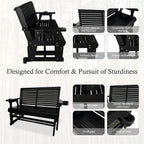 Fortune Candy Patio Glider with Cup Holders, High Roll Back and Deep Contoured Seat,Heavy Duty 800 Lb (Black, 4-feet)