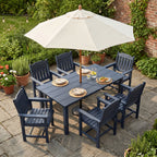 Poly Lumber Patio Dining Chair Set of Two, HIPS Outdoor Dining Chairs, Weather Resistant, Slat Back (2 Piece, Navy Blue)