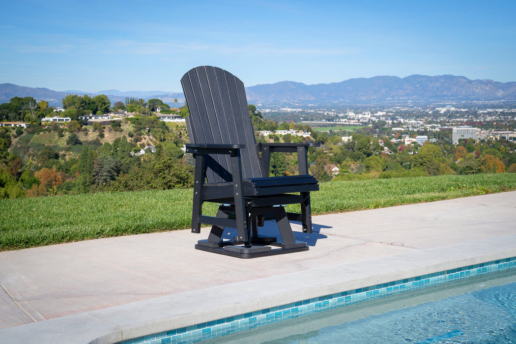 HIPS Swivel Patio Glider, Poly Lumber Weather Resistant Outdoor Chair, for Patio, Porch, Yard (Matte Black)