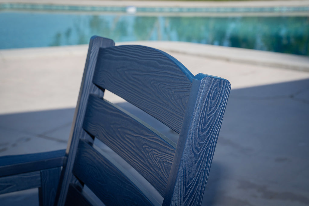 Poly Lumber Patio Dining Chair Set of Two, HIPS Outdoor Ladder Back Chair, Weather Resistant (Navy Blue, 2 Piece)