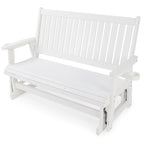 HIPS Patio Glider with Cup Holders, Durable Poly Lumber Material, All-Weather Resistant, High Backrest and Deep Contoured Seat, Heavy Duty 900 LB, for Outdoor, Porch, Patio (Ivory White, 3-Seat)