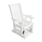 Wooden Patio Glider for One Person, with High Backrest and Deep Contoured Seat, Solid Fir Wood, Heavy Duty 600 LBS (White, 1-Seater)