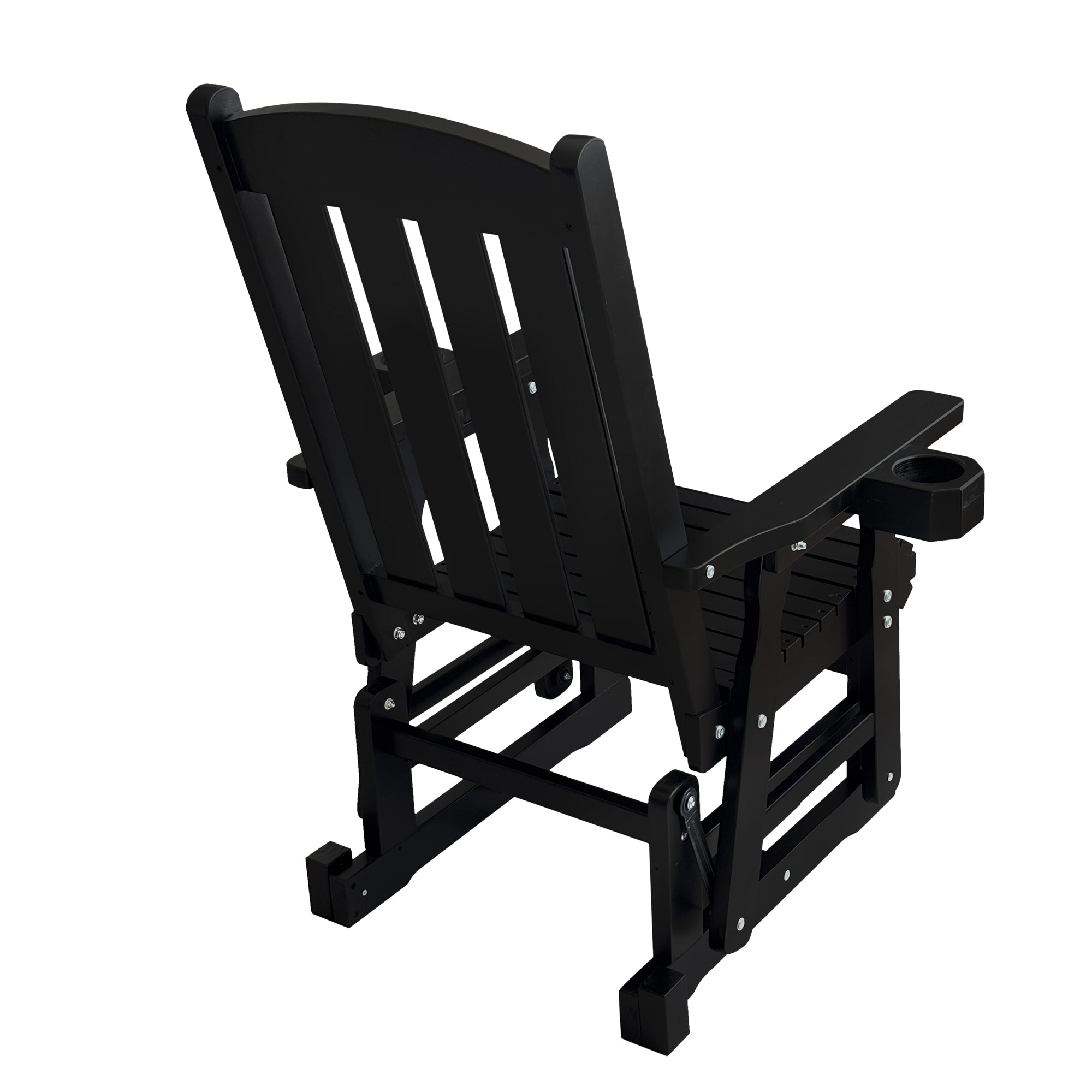 Wooden Patio Glider for One Person, with High Back and Deep Contoured Seat, Solid Fir Wood, Heavy Duty 600 LBS (Black,  2 Pieces)