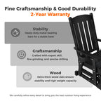 Wooden Patio Glider for One Person, with High Back and Deep Contoured Seat, Solid Fir Wood, Heavy Duty 600 LBS (Black,  2 Pieces)