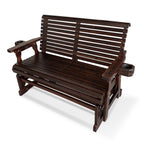 Fortune Candy Patio Glider with Cup Holders, High Roll Back and Deep Contoured Seat,Heavy Duty 800 Lb (Deep Brown, 2-Seater)