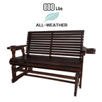 Fortune Candy Patio Glider with Cup Holders, High Roll Back and Deep Contoured Seat,Heavy Duty 800 Lb (Deep Brown, 2-Seater)