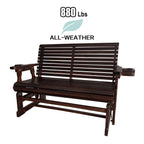 Fortune Candy Patio Glider with Cup Holders, High Roll Back and Deep Contoured Seat,Heavy Duty 880 Lb (Deep Brown, 2-Seater)