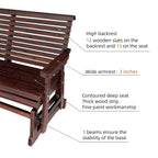 Wooden Patio Glider with High Roll Back and Deep Contoured Seat, Solid Fir Wood, 2-Seater, Heavy Duty 800 LBS, 4 Feet (Deep Brown)