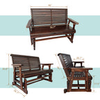 Wooden Patio Glider with High Roll Back and Deep Contoured Seat, Solid Fir Wood, 2-Seater, Heavy Duty 800 LBS, 4 Feet (Deep Brown)