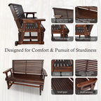 Wooden Patio Glider with High Roll Back and Deep Contoured Seat, Solid Fir Wood, 2-Seater, Heavy Duty 800 LBS, 4 Feet (Deep Brown)