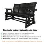 Patio Glider with Cup Holders, High Roll Back and Deep Contoured Seat, Heavy Duty 800 Lb (Black, 3-Seater)