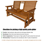 Patio Glider with Foldable Cup Holders, High Roll Back and Deep Contoured Seat, Heavy Duty 800 Lb (Brown, 2-Seater)