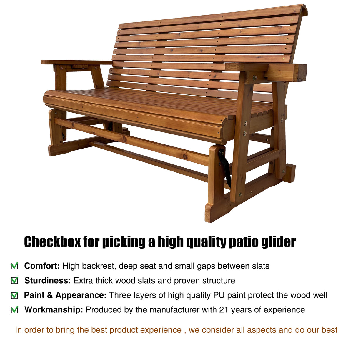 Patio Glider  3-Seater,  Brown