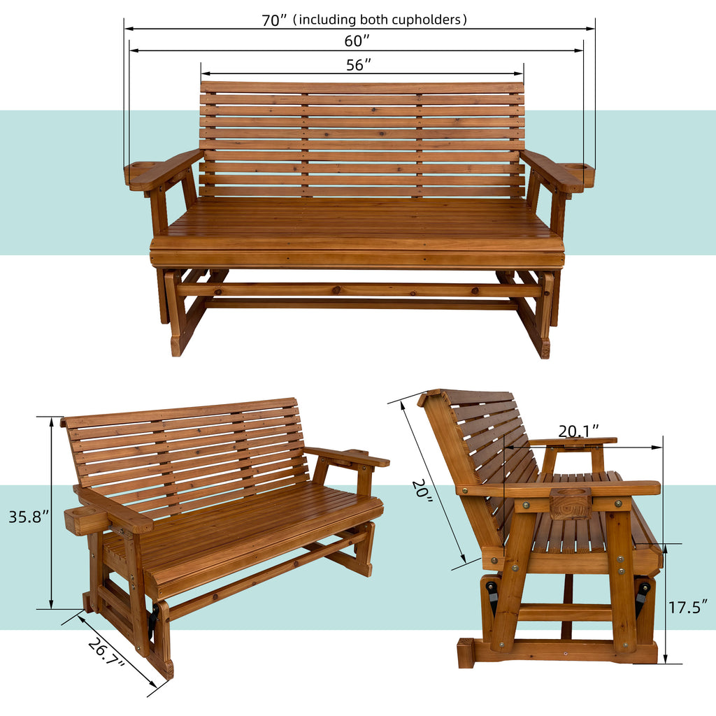 Patio Glider  3-Seater,  Brown