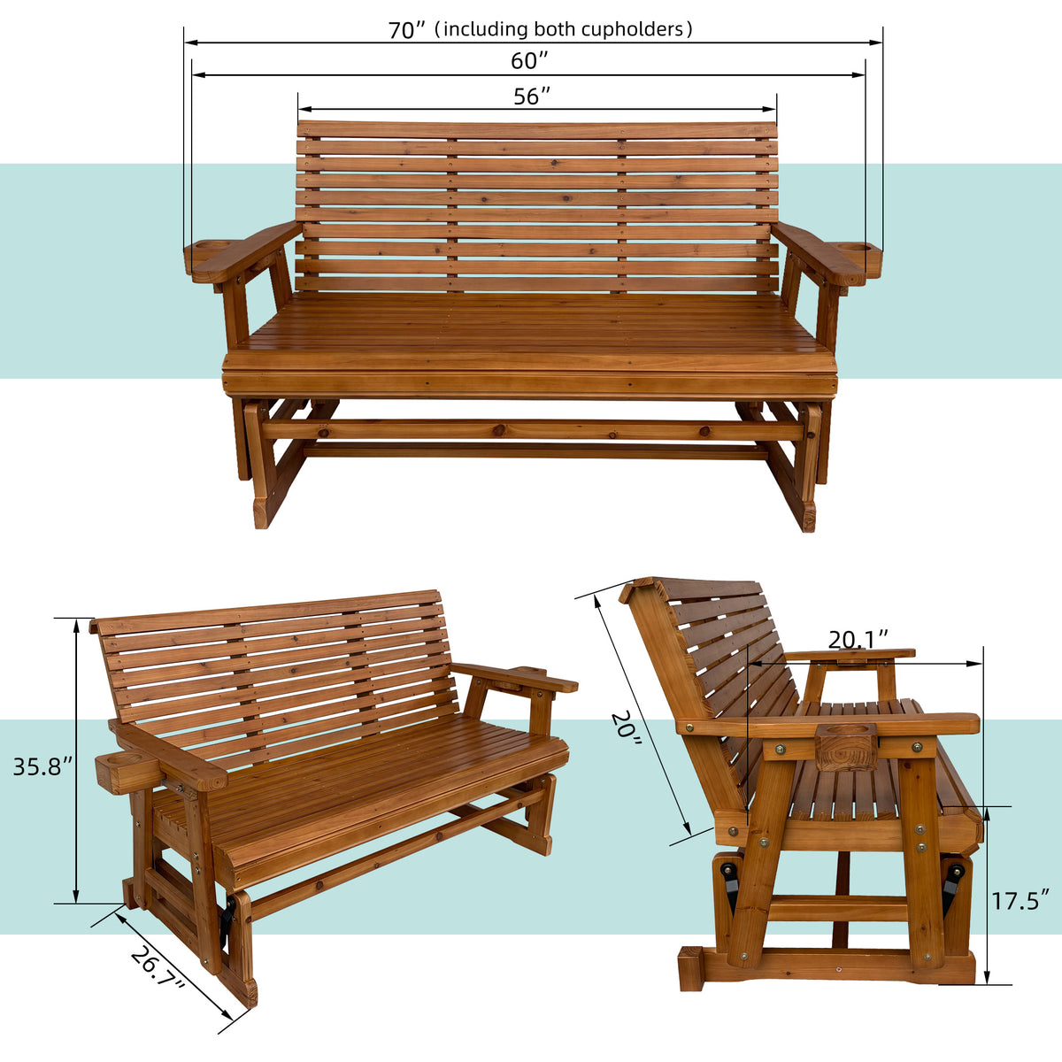 Patio Glider  3-Seater,  Brown