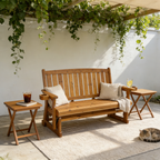 Fortune Candy Patio Glider, with Cup Holders, High Back and Deep Contoured Seat, Heavy Duty 800 Lb (Teak Tone, 3-Seater)