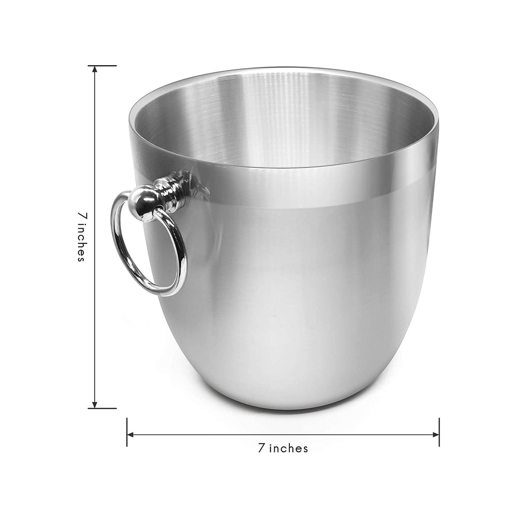 Fortune Candy Insulated Ice Bucket - Double Walled Stainless Steel Ice Bucket with Ice Tongs, Scoop, Lid, and Exclusive Handmade Nylon Holder - 2.8 L (Black)