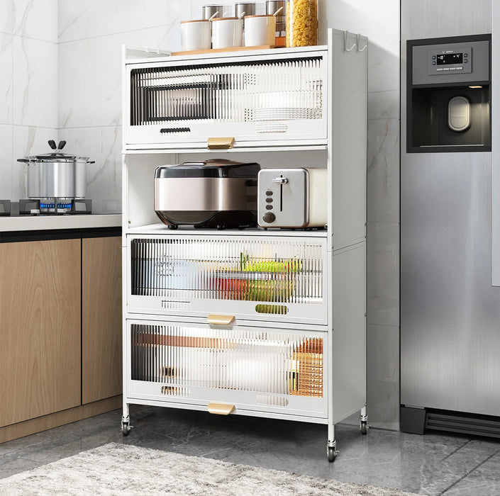 57.48'' Height 5 Tier Pantry Cabinet with 4 Doors, White