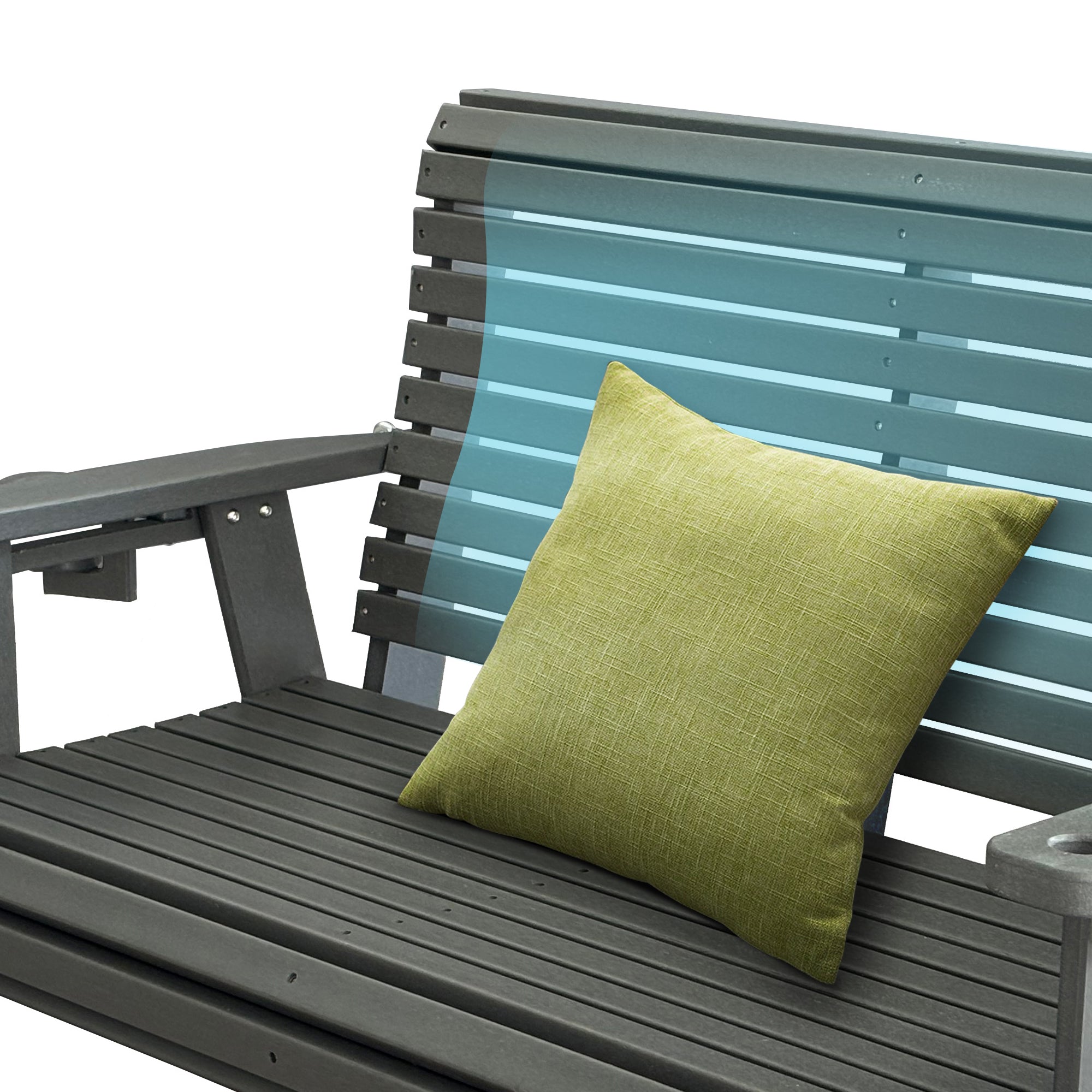 HDPE Porch Swing with 18/8 Stainless Steel Bolts, Ergonomic Design, Ultra Weather-Resistant, Heavy Duty 1200 LBS, for Outdoor Patio Garden Yard (Gray)