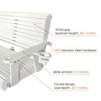 HDPE Porch Swing with 18/8 Stainless Steel Bolts, Ergonomic Design, Ultra Weather-Resistant, Heavy Duty 1200 LBS, for Outdoor Patio Garden Yard (Vanilla White)