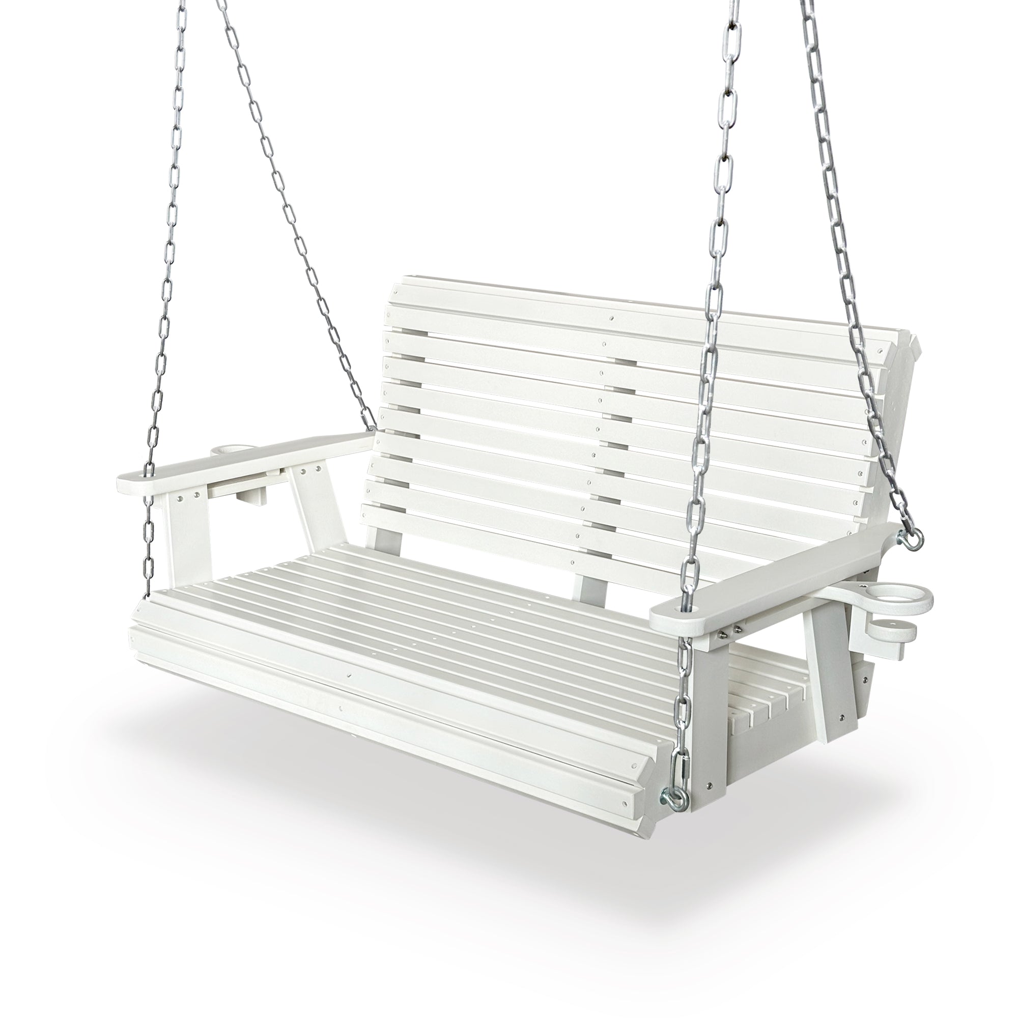 HDPE Porch Swing with 18/8 Stainless Steel Bolts, Ergonomic Design, Ultra Weather-Resistant, Heavy Duty 1200 LBS, for Outdoor Patio Garden Yard (Vanilla White)