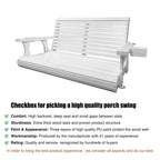 Wooden Porch Swing 2-Seater, Bench Swing with Cupholders, Hanging Chains and 7mm Springs, Heavy Duty 800 LBS, for Outdoor Patio Garden, Pure White, 4 FT Extra Large