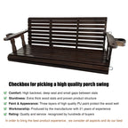 Fortune Candy Wooden Porch Swing 3-Seater, High Backrest and Deep Seat, Bench Swing with Cupholders, Hanging Chains and 7mm Springs, Heavy Duty 880 LBS (Deep Brown, 5 FT Extra Large)