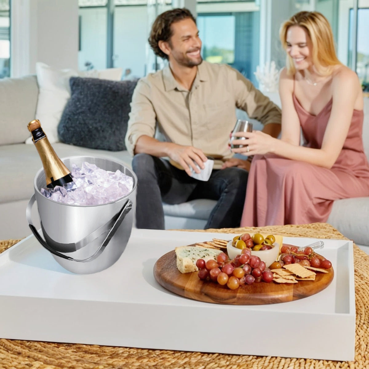 Fortune Candy Party Cooler 2.8L Double-Wall Vacuum Insulated Ice Bucket with Lid, Keep Ice Frozen Longer