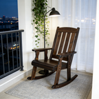 Wooden Patio Rocking Chair with Comfortable Backrest Inclination, High Backrest and Deep Contoured Seat, Solid Fir Wood, Heavy Duty 600 LBS, for Both Outdoor and Indoor (Deep Brown - 2 Pieces)
