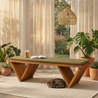 Outdoor Wooden Bench with Weatherproof Cushion, Solid Fir Wood, Coating with Wood Varnish, 2-Seater, for Patio, Porch, Yard, Garden, 62.8 inches (Brown)