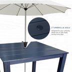 Modern HDPE Patio Dining Set, Poly Lumber Table and Chair, with Umbrella Hole, Weather Resistant, for Outdoor, Yard, Lawn (Navy Blue, 5 Piece - 36.2'' Table)