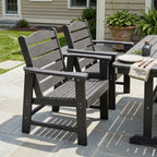 Modern HDPE Patio Dining Chair, Weather Resistant, for Outdoor, Garden, Yard, Lawn (Grey, 2 Piece - Chair)