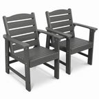 Modern HDPE Patio Dining Chair, Weather Resistant, for Outdoor, Garden, Yard, Lawn (Grey, 2 Piece - Chair)