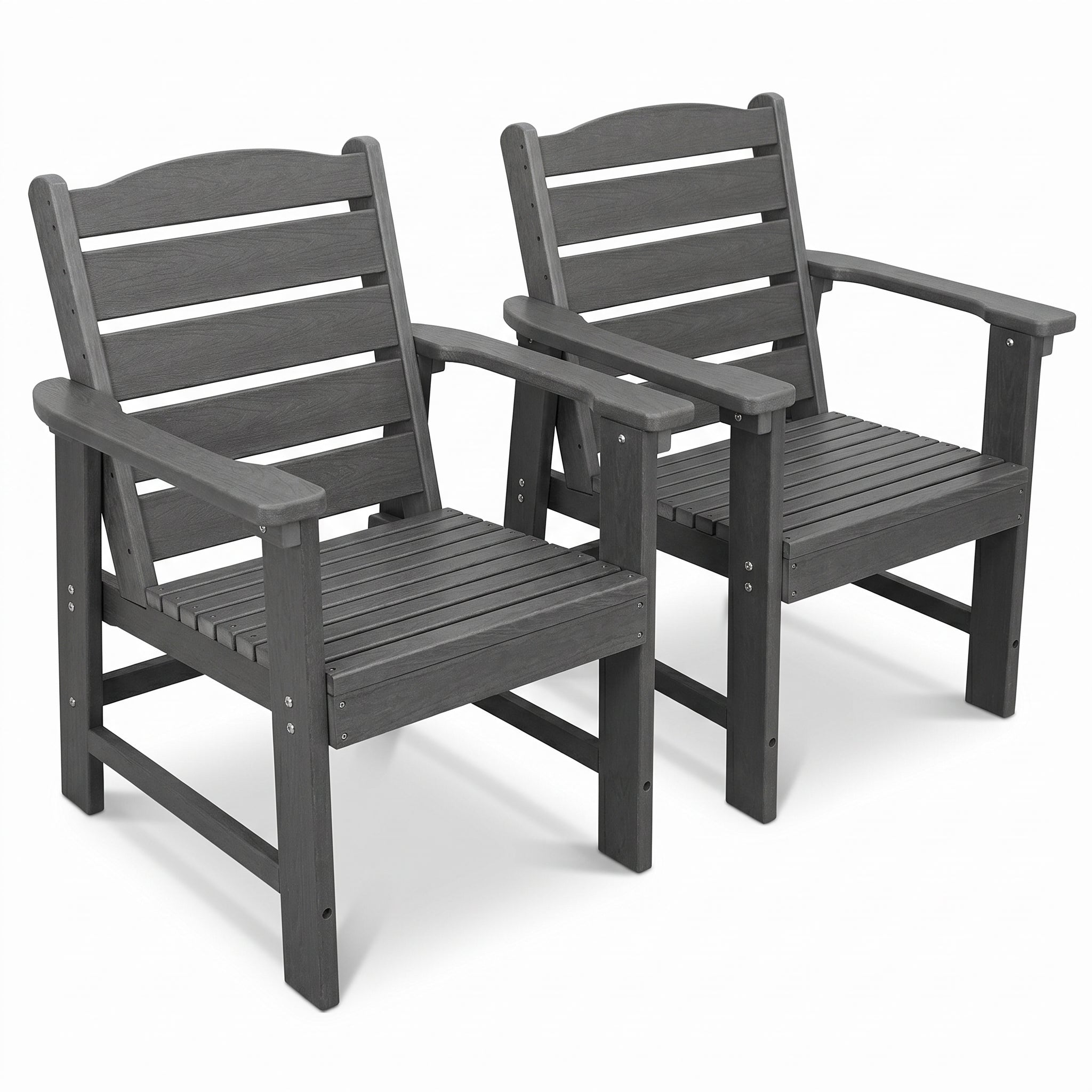 Modern HDPE Patio Dining Chair, Weather Resistant, for Outdoor, Garden, Yard, Lawn (Grey, 2 Piece - Chair)