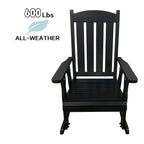 Fortune Candy Wooden Patio Rocking Chair with Comfortable Backrest Inclination, High Backrest and Deep Contoured Seat, Solid Fir Wood, Heavy Duty 600 LBS (Black, 2 Pieces)