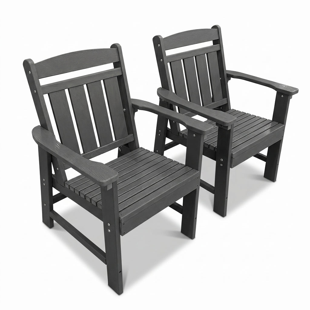 HDPE Patio Dining Chair, Slat Back, Weather Resistant, for Outdoor, Garden, Yard (2 Piece - Chair)