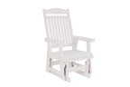 Poly Lumber Patio Glider for One Person, with Cup Holders, High Backrest and Deep Contoured Seat, HIPS Material, All-Weather Resistant, Heavy Duty 700 LBS (Ivory White)