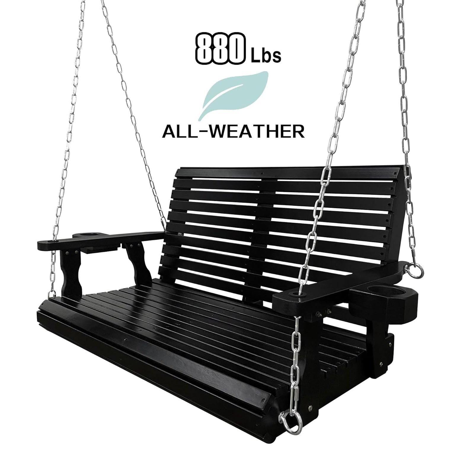 Porch Swing  4 FT Extra Large, Black