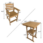 Poly Lumber Patio Bar Set, HIPS Outdoor Bar Stools with Table, Weather Resistant, for Poolside, Garden, Yard, Balcony (Teak Tone, 3 Piece)