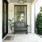 Poly Lumber Patio Glider, HIPS Material Weather-Resistant Swing Bench for Outdoor Porch Garden, Gray