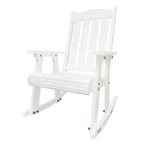 Fortune Candy Wooden Rocking Chair with Comfortable Backrest Inclination, High Backrest and Deep Contoured Seat, Solid Fir Wood, Heavy Duty 600 LBS, for Backyard, Porch and Patio (PU White)