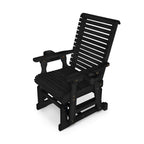 Wooden Patio Glider for One Person, with High Back and Deep Contoured Seat, Solid Fir Wood, Heavy Duty 600 LBS (Black, 1-Seater)