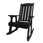 Wooden Rocking Chair with Comfortable Backrest Inclination, High Backrest and Deep Contoured Seat, Solid Fir Wood, Heavy Duty 600 LBS, for Backyard, Porch and Patio (Black PU)