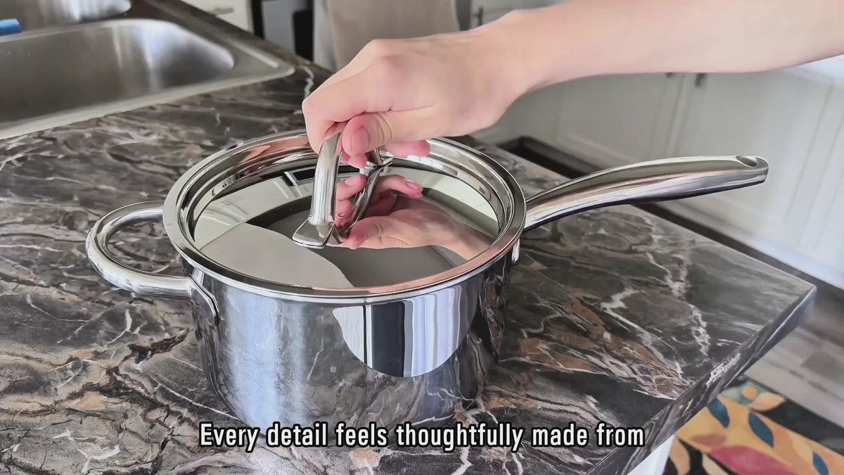 Fortune Candy 4-Quart Saucepan with Lid, Tri-Ply, 18/8 Stainless Steel, Advanced Welding Technology, Dishwasher Safe, Induction Ready, Mirror Finish