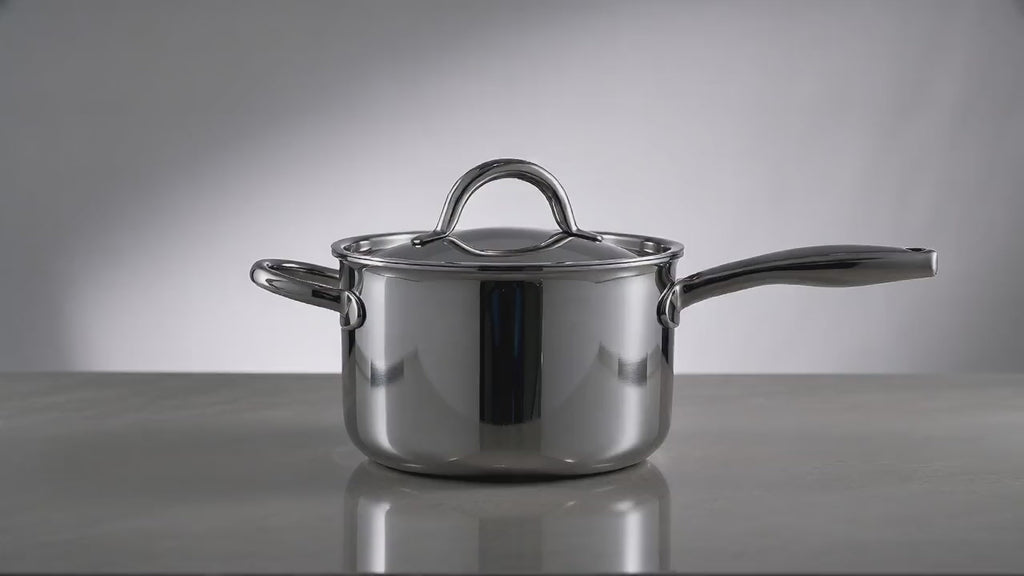Fortune Candy 4-Quart Saucepan with Lid, Tri-Ply, 18/8 Stainless Steel, Advanced Welding Technology, Dishwasher Safe, Induction Ready, Mirror Finish