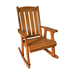 Wooden Patio Rocking Chair with Comfortable Backrest Inclination, High Backrest and Deep Contoured Seat, Solid Fir Wood, Heavy Duty 600 LBS, for Both Outdoor and Indoor (Natural)