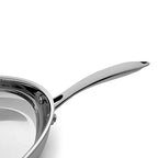 Fortune Candy 8-Inch Fry Pan with Lid, 3-ply Skillet, 18/8 Stainless Steel, Dishwasher Safe, Induction Ready, Silver (Mirror Finish)