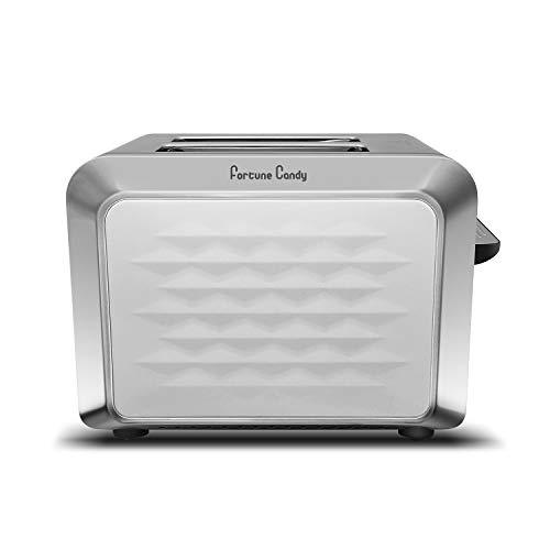 Fortune Candy 2-Slice Toaster, Stainless Steel, with Diamond Pattern, White - Fortune Candy