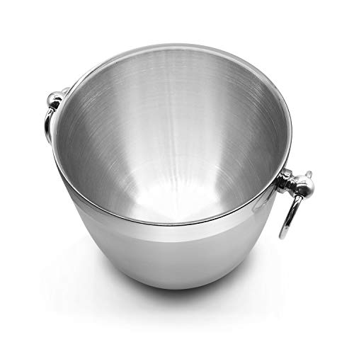 Fortune Candy Insulated Ice Bucket - Double Walled Stainless Steel Ice Bucket with Ice Tongs, Scoop, Lid, and Exclusive Handmade Nylon Holder - 2.8 L (Black)