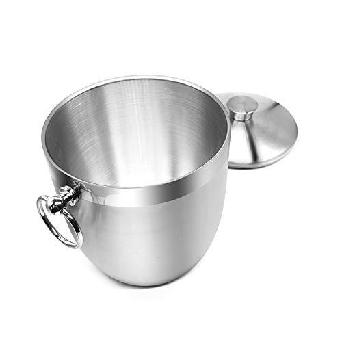 Fortune Candy Insulated Ice Bucket - Double Walled Stainless Steel Ice Bucket with Ice Tongs, Scoop, Lid, and Exclusive Handmade Nylon Holder - 2.8 L, Silver/Navy Blue 2 - Fortune Candy